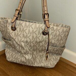 Michael Kors Signature Coated Canvas and Leather Jet Set East West Tote